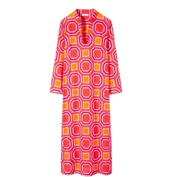 Tory Burch Dresses & Skirts - TORY BURCH V NECK colourful long sleeve swim cover lightweight EUC